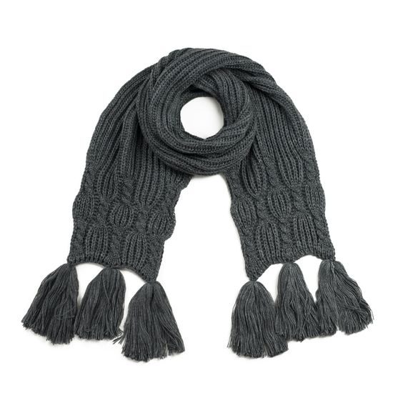 Pletená zimní šála s třásněmi - žlutá