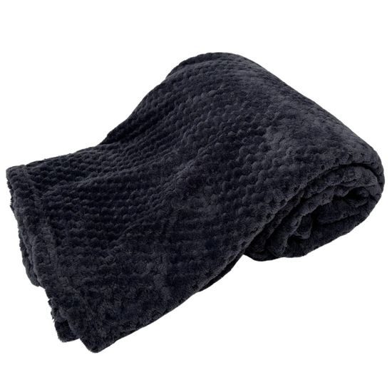 Mikroflanelová deka 150 x 200 cm, 220 GSM, Tmavě šedá Jacquard