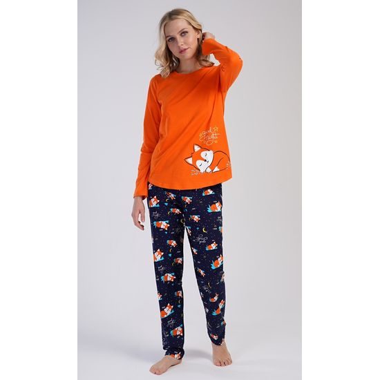 Dámské pyžamo dlouhé Liška - oranžová
