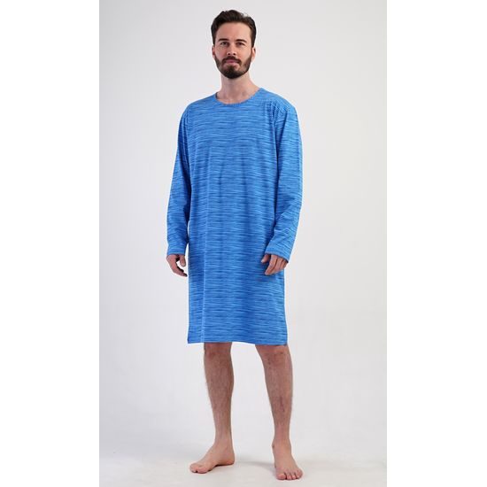 Pánská noční košile s dlouhým rukávem Sebastian - modrá