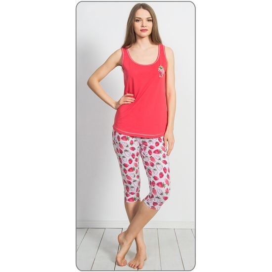 Dámské pyžamo kapri Jahoda - jahodová