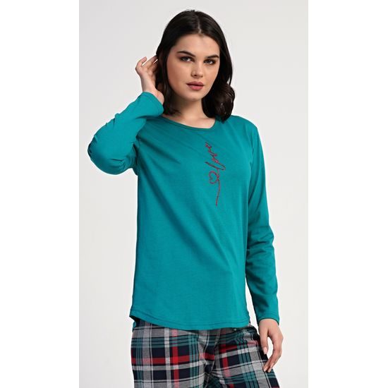 Dámské pyžamo dlouhé Love - petrolejová