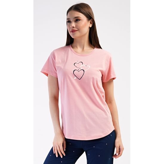 Dámské pyžamo kapri Srdce - lososová