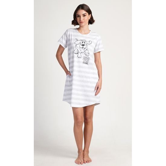 Dámské domácí šaty s krátkým rukávem Sarah - světle šedá