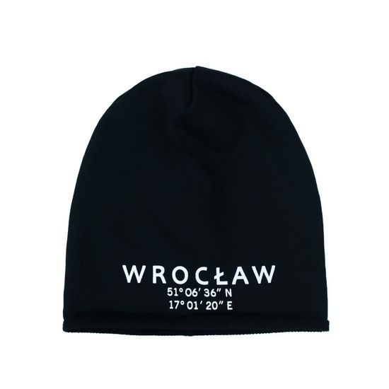 Přechodná tenká čepice s nápisem - černá