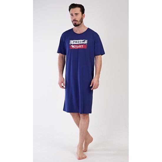 Pánská noční košile s krátkým rukávem Fresh start - tmavě modrá