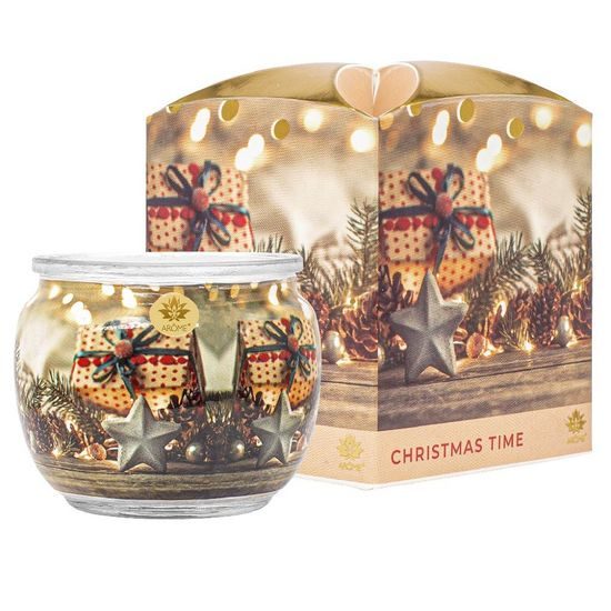 Svíčka 90 g, ve skle a flower boxu, Cranberry & Clove