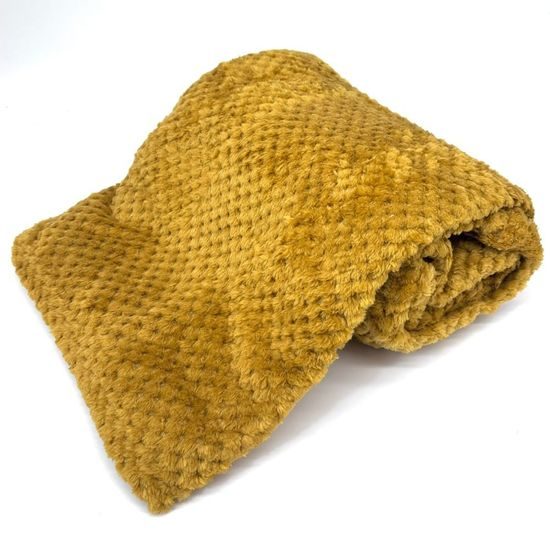 Mikroflanelová deka 150 x 200 cm, 220 GSM, Horčice Jacquard