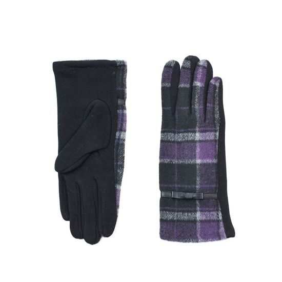 Kostkované rukavice fialové