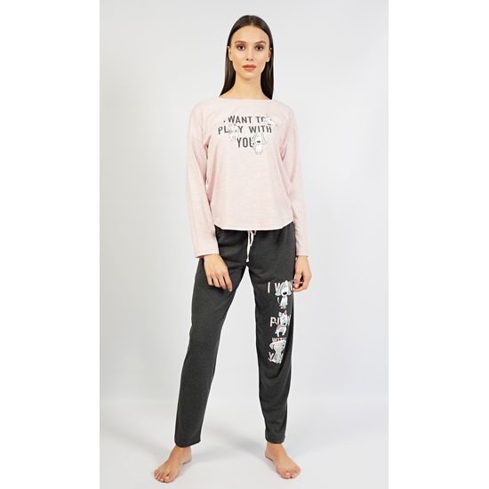 Dámské pyžamo dlouhé Veronika - světle lososová