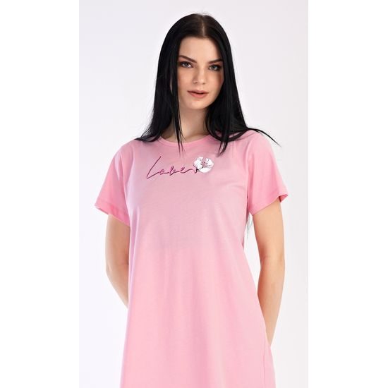 Dámská noční košile s krátkým rukávem I love you - světle lososová