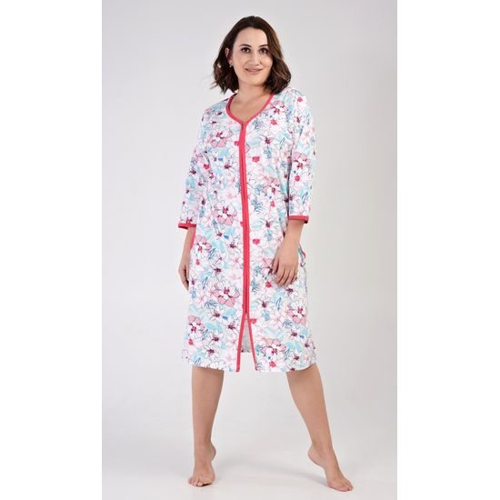 Dámské domácí šaty s tříčtvrtečním rukávem Elen - lososová