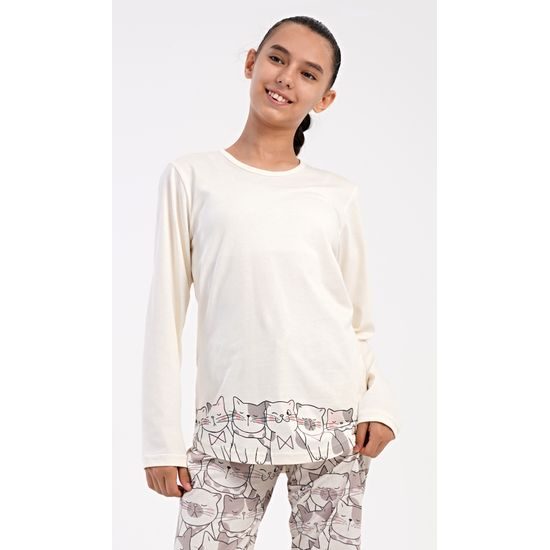 Dětské pyžamo dlouhé Koťata - smetanová