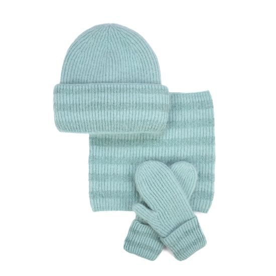 Čepice, nákrčník, palčáky - mátová