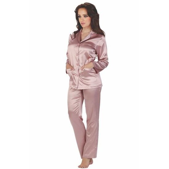 Dámské saténové pyžamo Classic dlouhé růžové