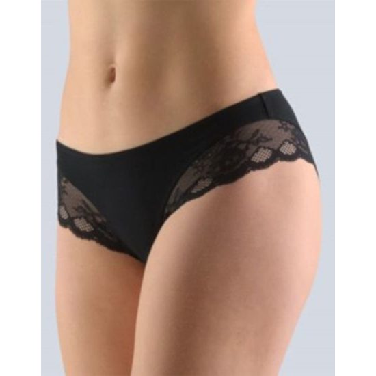 GINA dámské kalhotky francouzské, šité, bokové, s krajkou, jednobarevné Sensuality 14128P - černá