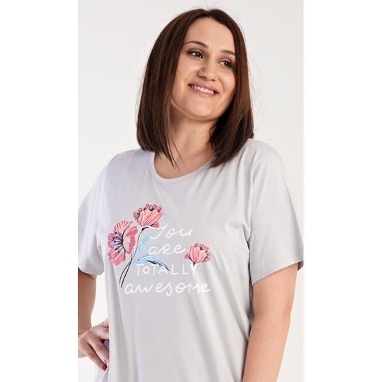 Dámská noční košile s krátkým rukávem Casandra - světle šedá