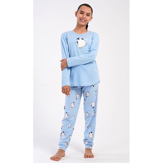 Dětské pyžamo dlouhé Tučňák - světle modrá