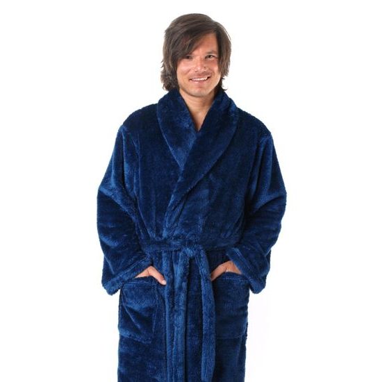 Unisex dlouhý hřejivý župan se šálovým límcem LILLY a JACK EXTRA tmavě modrá