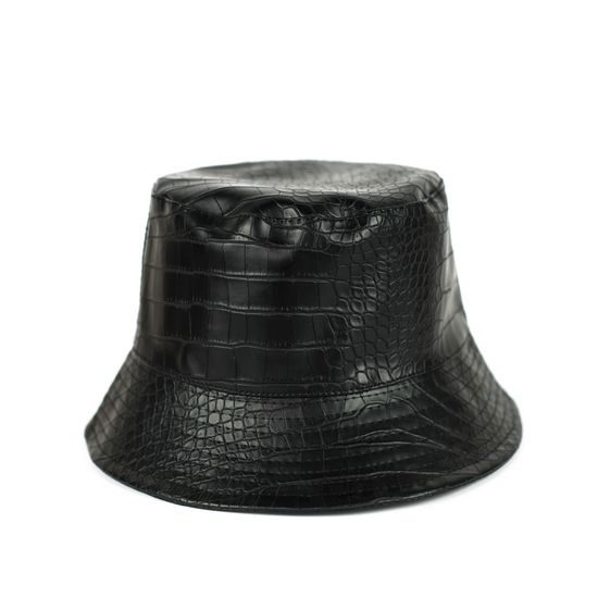Stylový koženkový klobouk - černý