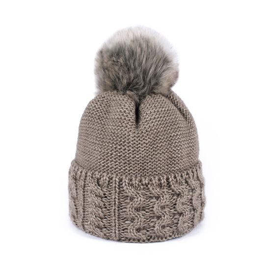 Zimní čepice s bambulí, šedivá