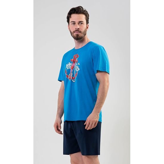 Pánské pyžamo šortky Kotva - modrá