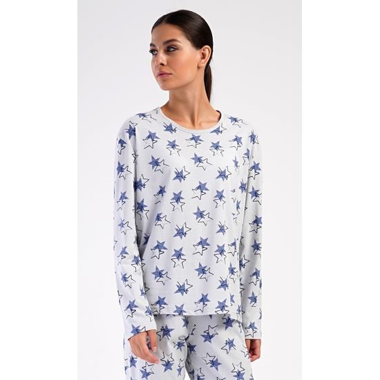 Dámské pyžamo dlouhé Stars - šedá