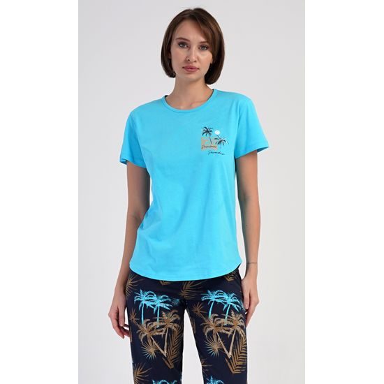 Dámské pyžamo kapri Tropicana - tyrkysová