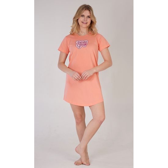 Dámská noční košile s krátkým rukávem Super girl - meruňková