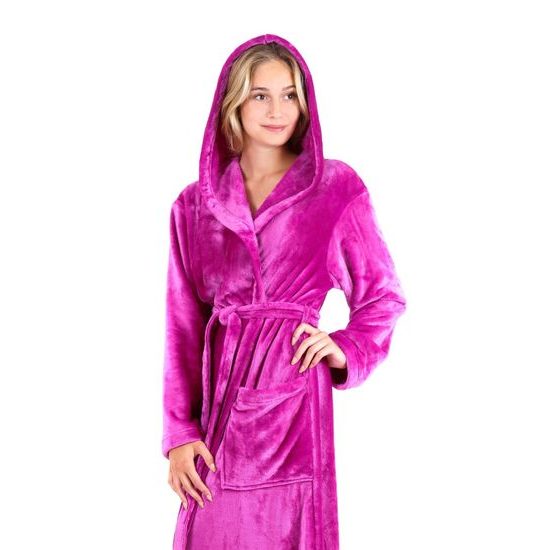 Dámský dlouhý hřejivý župan s kapucí SIENA fialová