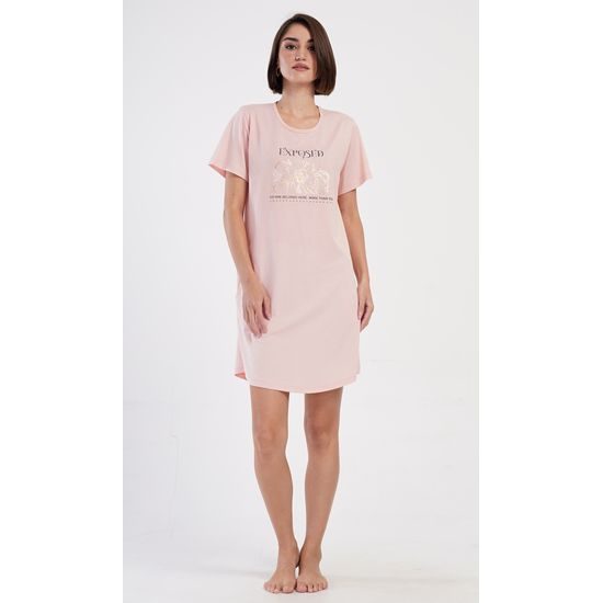 Dámské domácí šaty s krátkým rukávem Michaela - světle lososová