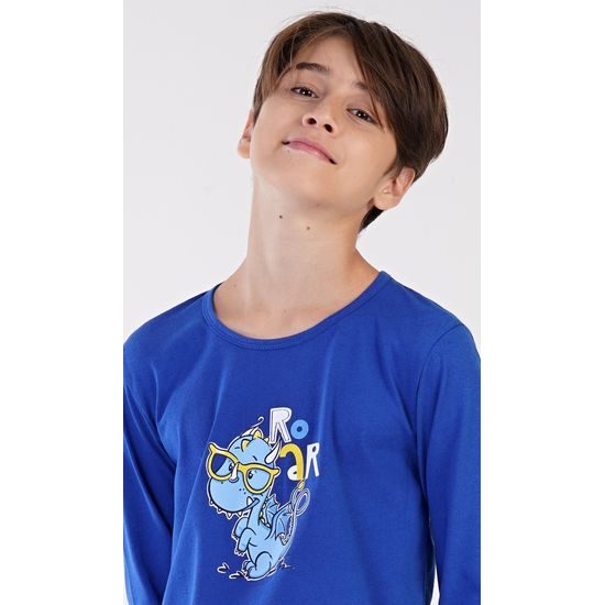 Dětské pyžamo dlouhé Dinosaurus - modrá