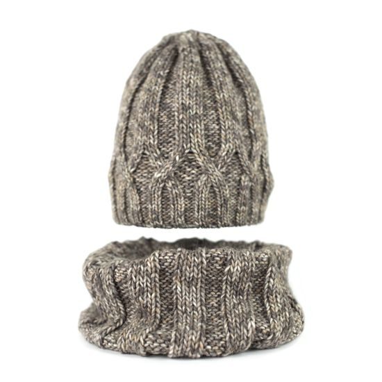 Komplet čepice a šály Snuggle béžový