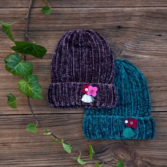 Dětská čepice Květina fialová