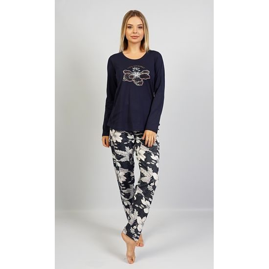 Dámské pyžamo dlouhé Martina - tmavě modrá