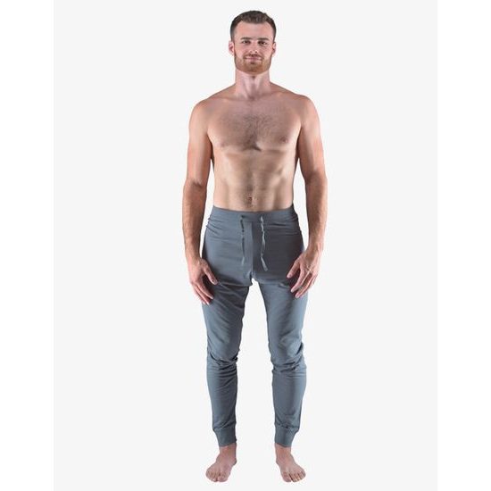 Pánské kalhoty dlouhé pyžamové pánské, šité, klasické, jednobarevné Pyžama 2023 79161P - tm. šedá