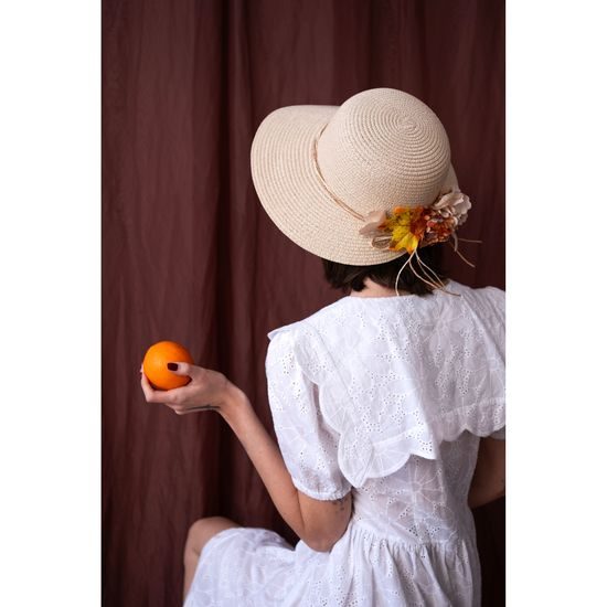 Klobouk romantický s květinou