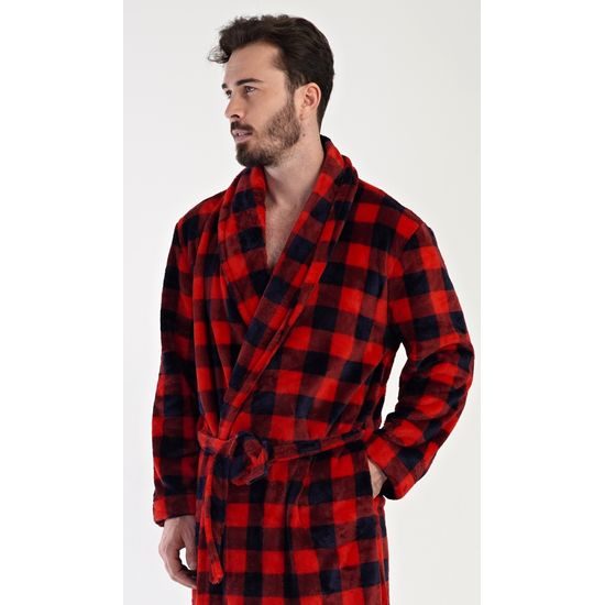 Pánský župan se šálovým límcem Kostka - červená