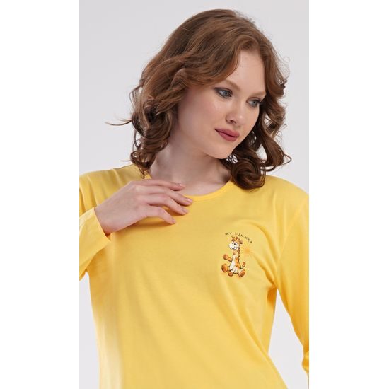 Dámské pyžamo dlouhé Žirafy - žlutá