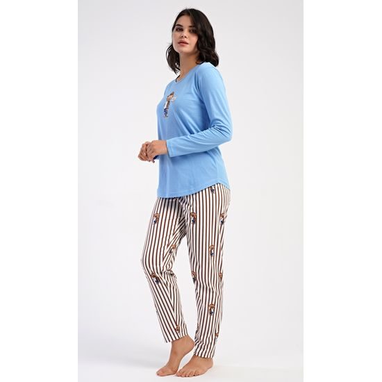 Dámské pyžamo dlouhé Bear - světle modrá