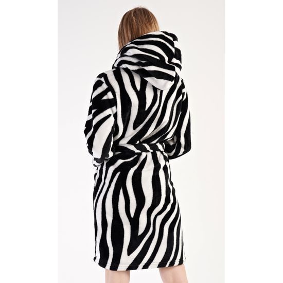 Dámský župan krátký s kapucí Zebra - černá