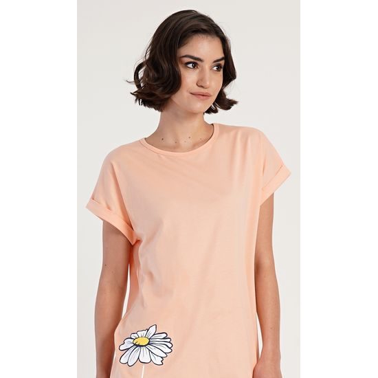 Dámská noční košile s krátkým rukávem Matylda - světle meruňková