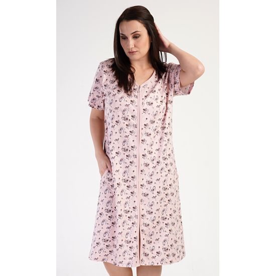 Dámské domácí šaty s krátkým rukávem Olivia - světle lososová