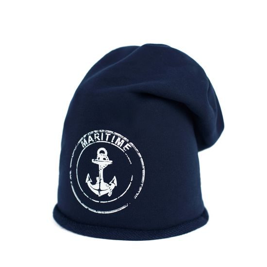 Tenká čepice s námořnickým motivem - černá