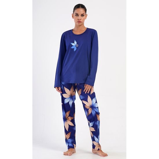 Dámské pyžamo dlouhé Sára - tmavě modrá