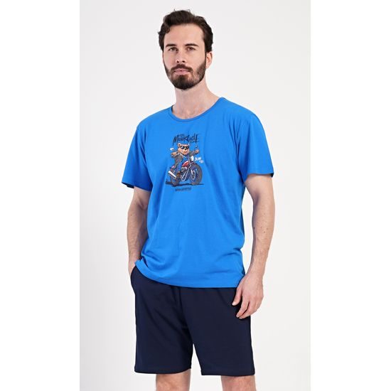 Pánské pyžamo šortky Motorkář - modrá