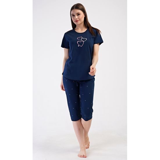 Dámské pyžamo kapri Srdce - tmavě modrá