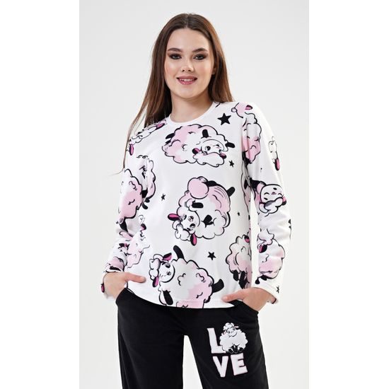 Dámské pyžamo dlouhé Ovečka - bílá