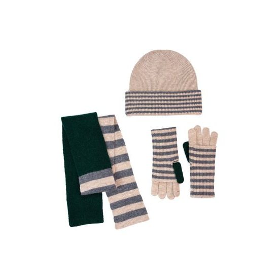 Čepice, úzká šála a rukavice - vícebarevná