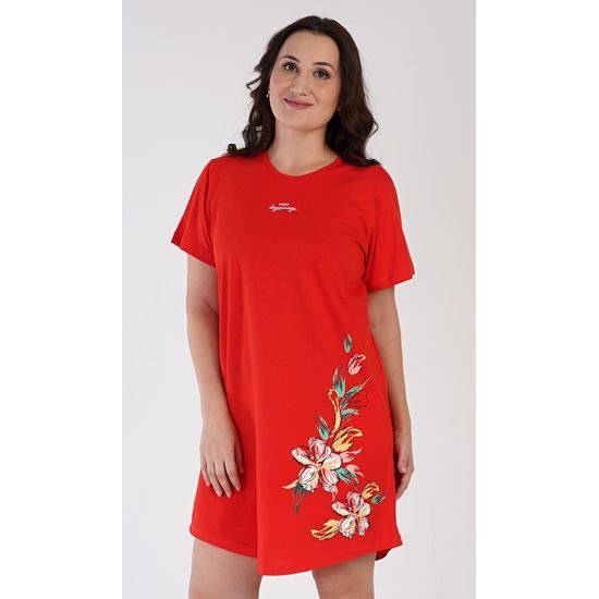 Dámská noční košile s krátkým rukávem Alena - červená